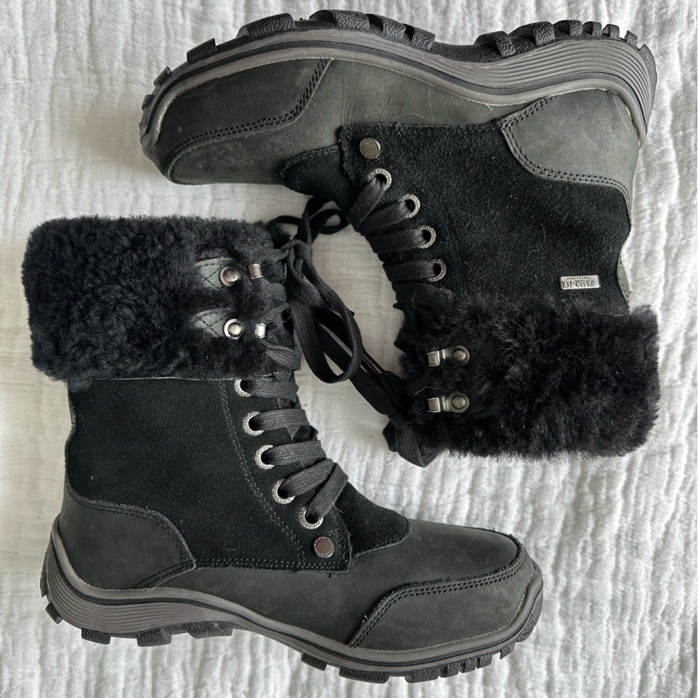 Pajar Canada Black Winter Boots Faux Fur Lace Up Waterproof Insulated EU 37